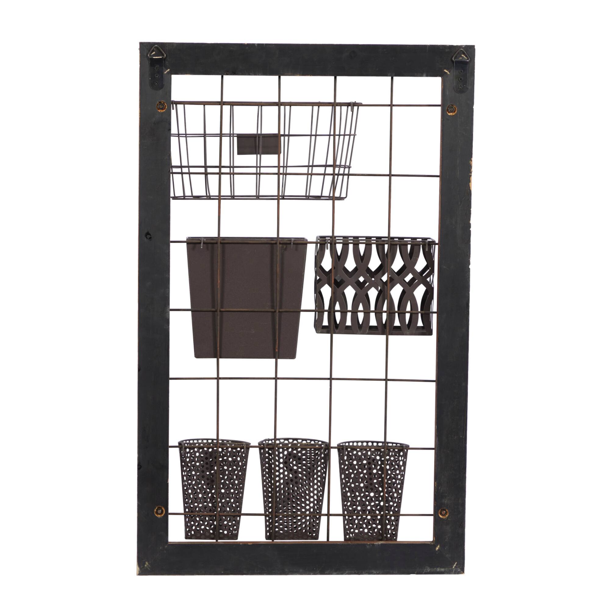 32" Brown Metal Farmhouse Magazine Rack Holder